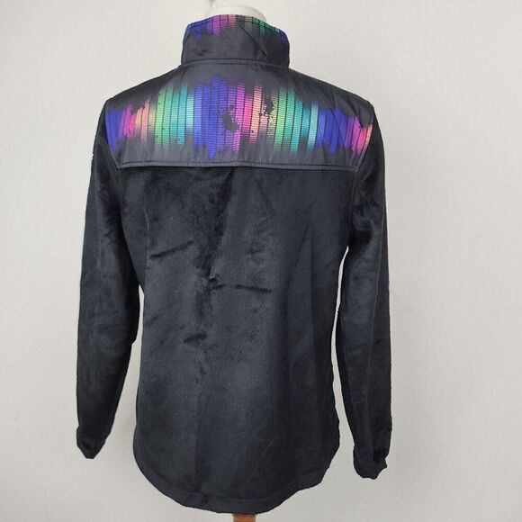 Fila Full Zip Athletic Fleece Track Jacket Black Neon Graphic Pockets Womens M - Picture 4 of 7